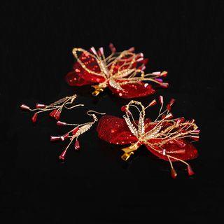 Set: Wedding Hair Clip + Fringed Earring