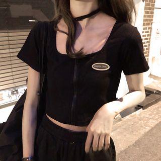 Short-sleeve Crop Top / Wide Leg Pants
