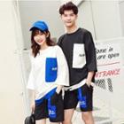 Couple Matching Panel Short-sleeve T-shirt / Shorts