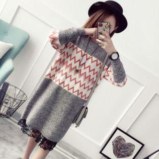 Chevron Patterned Sweater Dress