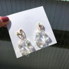 Alloy Heart Faux Pearl Dangle Earring 1 Pair - S925 Silver - Earrings - Gold & Transparent - One Size