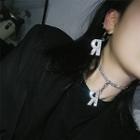 Set: Rhinestone Lettering Dangle Earring + Pendant Choker