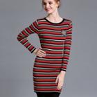 Embellished Striped Knit Dress