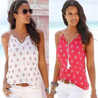 Tassel Patterned Camisole Top