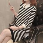 Collared Striped Knit Dress