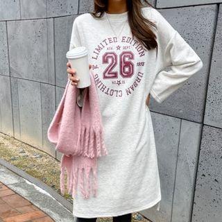 Dip-back Letter Midi Sweatshirt Dress