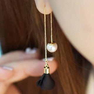 Flower-accent Beaded Drop Earrings