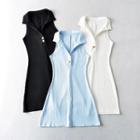 Sleeveless Collar Knit Sheath Dress