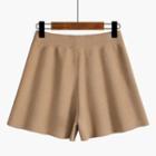 Plain Knit Wide-leg Shorts