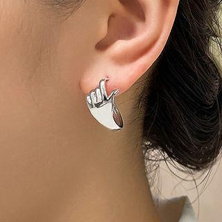 Hands Hoop Earring 1pc - Silver - One Size