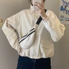 Set: Zip-up Jacket + Striped Sling Bag
