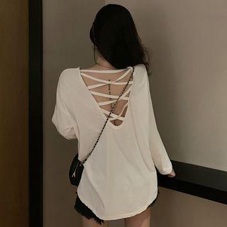Long-sleeve Cutout Open Back T-shirt