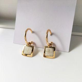 Glaze Square Dangle Earring 1 Pair - S925 Silver - As Shown In Figure - One Size