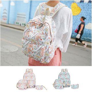 Set Of 3: Pattern Backpack + Cross Bag + Small Pouch