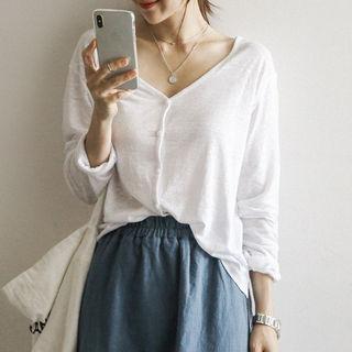 Dip-back Linen Blend Summer Cardigan