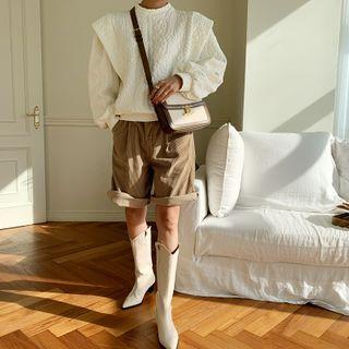 Zip-fly Corduroy Bermuda Shorts