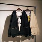 Zip-detail Pocket Open-front Knit Cardigan