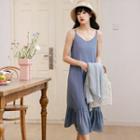 Plain Strappy Midi Dress Mist Blue - One Size