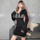Spaghetti-strap Two-tone Mini Sheath Dress / Shrug