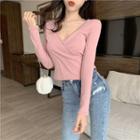 Long-sleeve Crop Wrap T-shirt