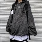 Long-sleeve Drop Shoulder Leopard Print Oversized Hoodie