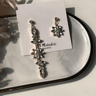 Non-matching Faux Crystal Dangle Earring 1 Pair - Earring - Asymmetric - One Size
