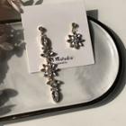 Non-matching Faux Crystal Dangle Earring 1 Pair - Earring - Asymmetric - One Size