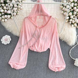 Rhinestone Mesh Hoodie