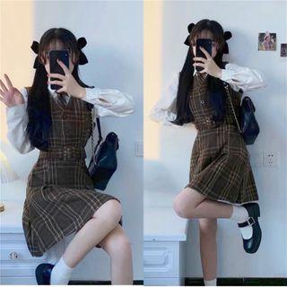 Plaid Slim-fit Overall Dress
