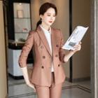 Double-breasted Blazer / Dress Pants / Plain Shirt / Mini Skirt