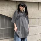 Short Sleeve Lettering Washed Oversized T-shirt