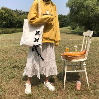 Lace-up Canvas Tote Bag White - One Size