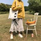 Lace-up Canvas Tote Bag White - One Size