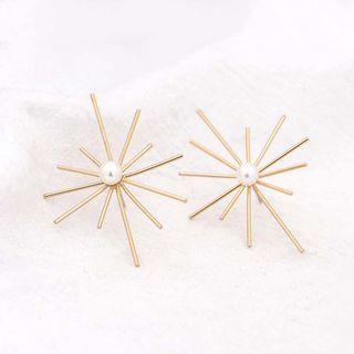 Faux Pearl Star Earring S927 Silver Needle - One Size