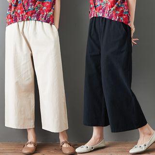 Ethnic Cotton Linen Cropped Pants
