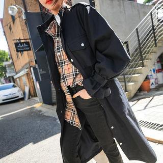 Stand-collar Military Coat With Sash