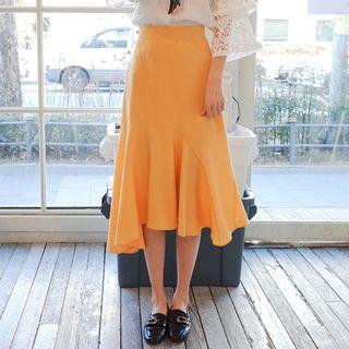 Asymmetric Ruffle-hem A-line Skirt
