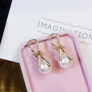 Faux Pearl Alloy Knot Dangle Earring As Shown In Figure - One Size