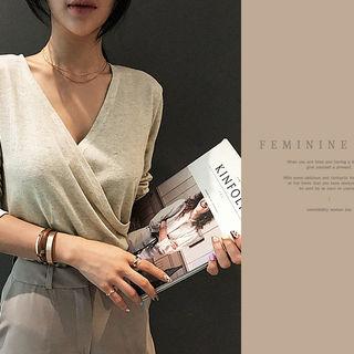 Linen Blend Surplice-wrap Top