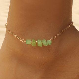 Faux Gemstone Alloy Anklet 01 - Gold - One Size