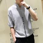 Lettering Applique Elbow Sleeve Top