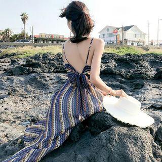 Striped Spaghetti Strap Midi Sundress