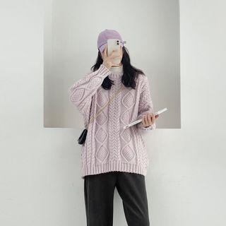 Set: Cable Knit Sweater + Crossbody Bag