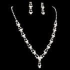 Wedding Set: Faux Pearl Necklace + Dangle Earring As Shown In Figure - One Size