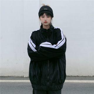Striped Zip Velvet Jacket