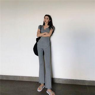 Set Of 2: Short-sleeve T-shirt + Plain Sweatpants
