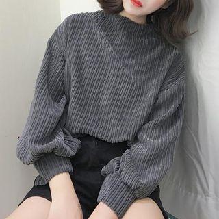 Loose-fit Batwing-sleeve Mock-neck Top