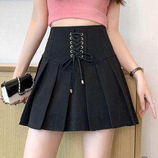 Pleated Lace-up Mini Skort