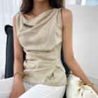 Cowl-neck Linen Blend Top