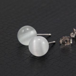 S925 Silver Cats Eye Stone Stud Earring